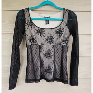 Y2k Coquette Grunge Whimsigoth Sheer Lace Corset Milkmaid Romantic Babydoll Top